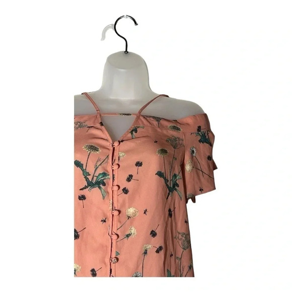 1810. EXPRESS OFF SHOULDERS SPAGHETTI‎ STRAPS BLOUSE FULLT BUTTON UP SIZE XSMALL - Picture 2 of 9